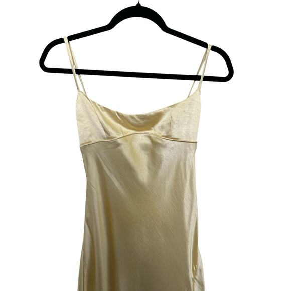 SHOWPO NATALIE MAXI DRESS Satin Scoop Neck Low Tie Back Slip Dress in Lemon Sz 4 - Picture 8 of 11